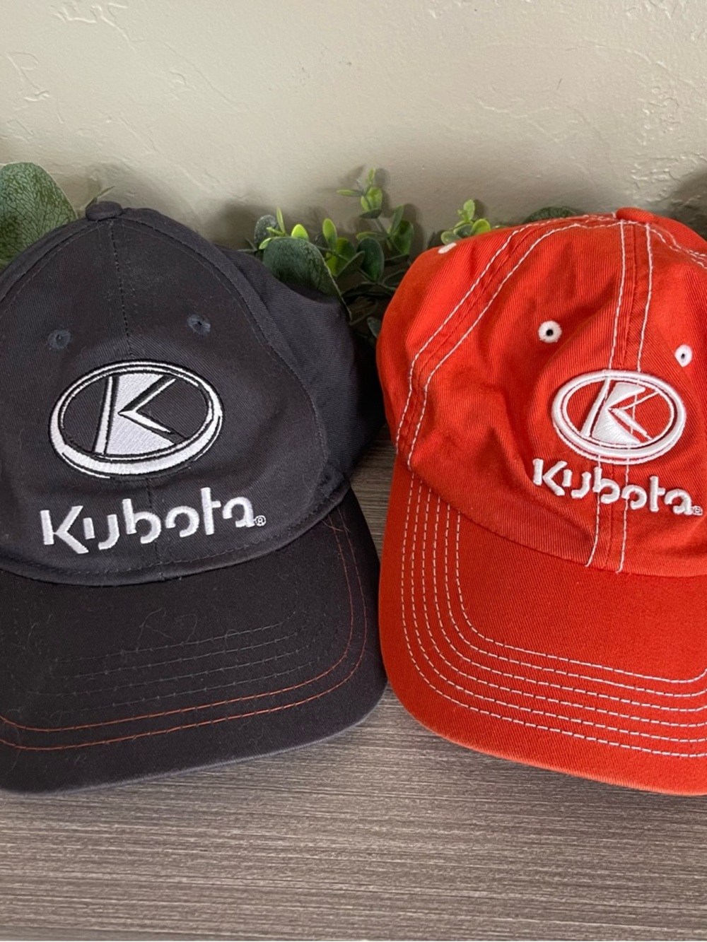 Kubota Hats Ballcap LOT OF 2 Adjustable Orange Black